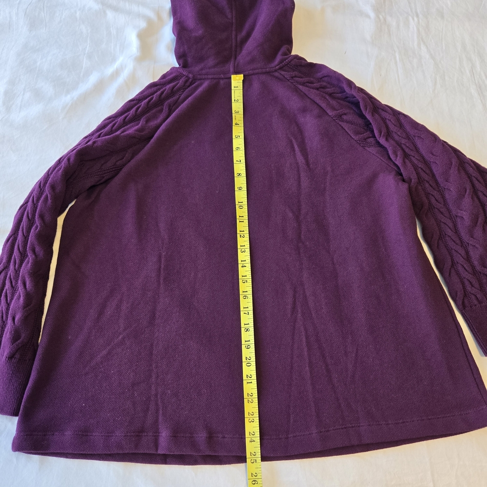 J.Jill French Terry & Cable Knit Sleeve Hoodie, Cotton, Purple, Size XL, NWT - Picture 11 of 13